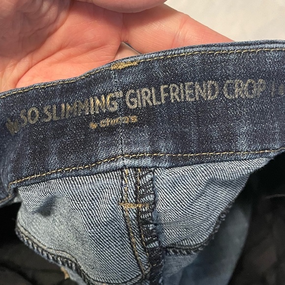 Chicos Dark Wash the So Slimming Girlfriend Crop Jeans Size 12 - Picture 5 of 8